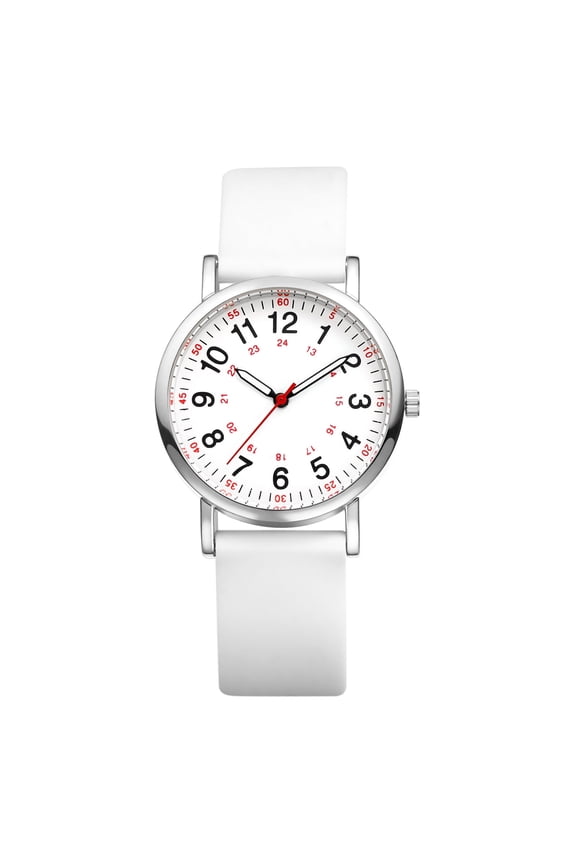 Round Analog Watch for Women: Ladies' Quartz Wristwatch with Clear Arabic Numeral Scale Silicone Strap, Easy to Read for Leisure Business Gifts