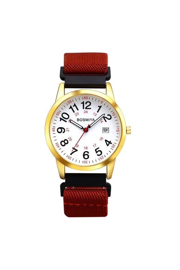 Round Elastic Watch for Men and Women: Analog Quartz Wristwatch Large Arabic Numeral Dial Braided Rope Strap Calendar for Leisure Business Gift