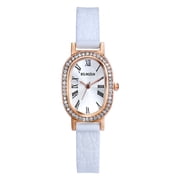 Avaner Silicone Oval Womens Small Watch Premium Crocodile-Grain Strap, Imitation Diamond Bezel, Classic Roman Numerals, Analog Quartz Movement, Sunburst Dial