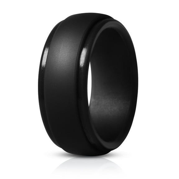 Avaner Silicone Rings for Men 9mm Wide, 2mm Thick - Mens Rubber Wedding Bands, Size 7