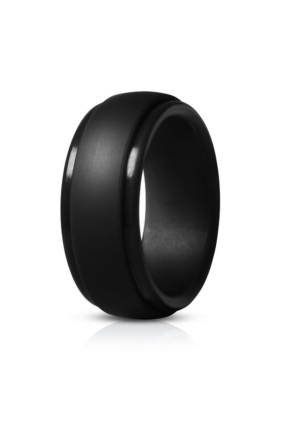 Silicone Rings for Men 9mm Wide, 2mm Thick - Mens Rubber Wedding Bands, Size 7