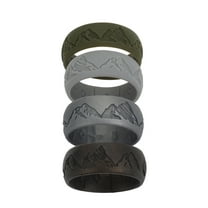 Avaner Silicone Wedding Ring for Men: 4 Pack 8.5mm Width Breathable Air Mountain Range Grooves Silicone Rubber Wedding Engagement Bands Valentine's Day Gift, Size 11,A