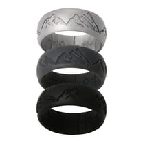 Avaner Silicone Wedding Ring for Men: 4 Pack 8.5mm Width Breathable Air Mountain Range Grooves Silicone Rubber Wedding Engagement Bands Valentine's Day Gift, Size 8,C