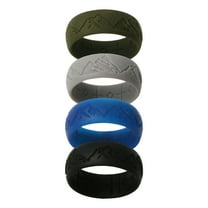 Avaner Silicone Wedding Ring for Men: 4 Pack 8.5mm Width Breathable Air Mountain Range Grooves Silicone Rubber Wedding Engagement Bands Valentine's Day Gift, Size 8,B