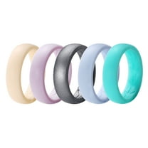 Avaner Silicone Wedding Ring for Women: 5 Pack 5.4mm Width Breathable Air Grooves Silicone Rubber Wedding Engagement Bands Valentine's Day Christmas Gift, Size 6