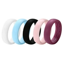 Avaner Silicone Wedding Ring for Women: 5 Pack 5.4mm Width Breathable Air Grooves Silicone Rubber Wedding Engagement Bands Valentine's Day Gift, Size 8