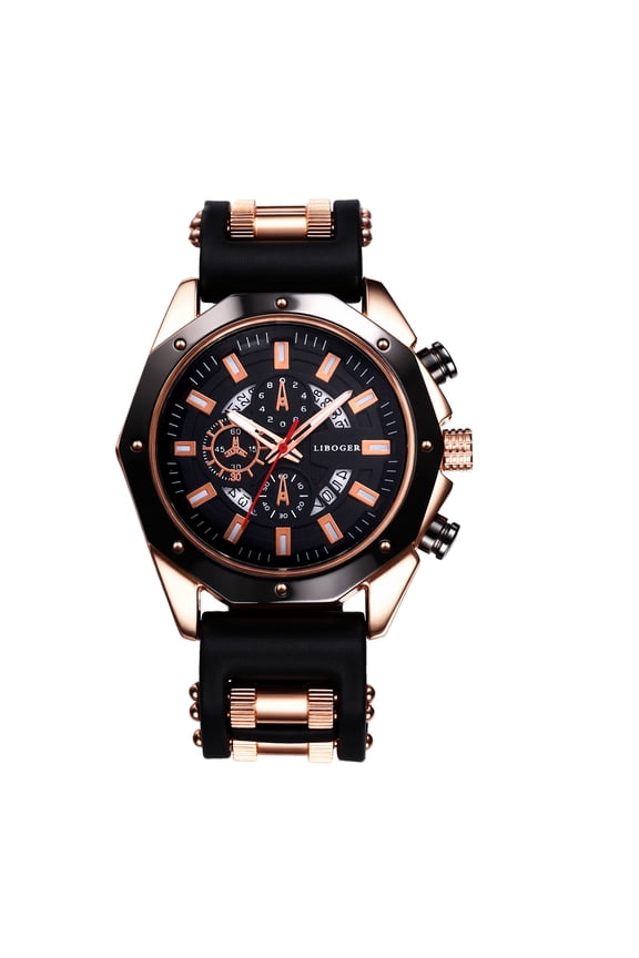 Sports Watches for Men: Analog Quartz Soft Silicone Strap Big Face Functional Calendar Analog Quartz Wristwatch