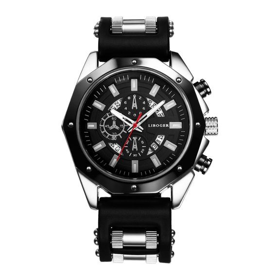 Avaner Sports Watches for Men: Analog Quartz Soft Silicone Strap Big Face Functional Calendar Analog Quartz Wristwatch