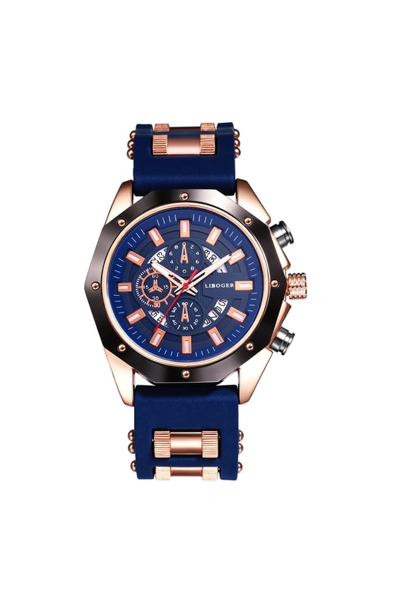 Sports Watches for Men: Analog Quartz Soft Silicone Strap Big Face Functional Calendar Analog Quartz Wristwatch