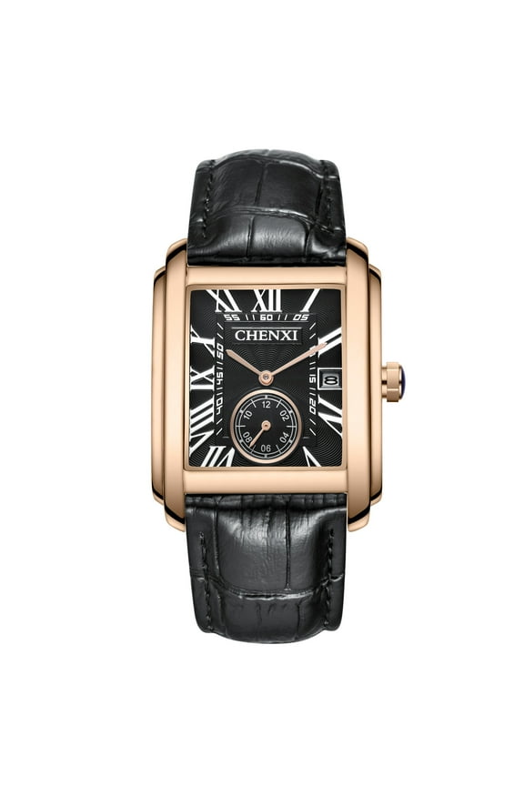 Square Leather Watch for Men: Fashion Analog Quartz Wrist Watches for Men Waterproof Date Business Casual Dress Wristwatch