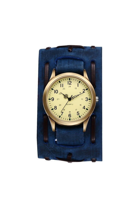 Steampunk Analog Quartz Watch for Men: Detachable Genuine Leather Strap Watch with 24-Hour Arabic Numeral Scale Dial - for Gifts