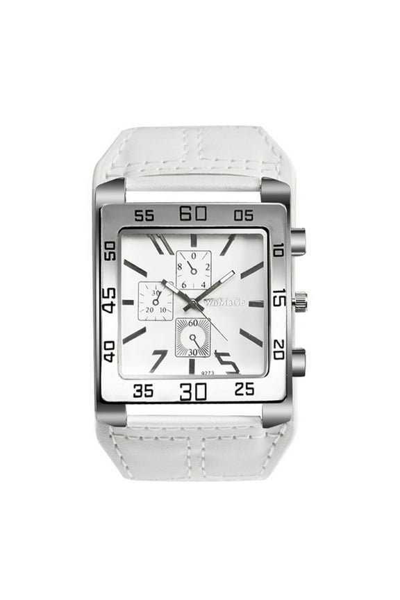 Steampunk Watch for Men, Arabic Numeral Dial Leather Strap Square Analog Quartz Watch