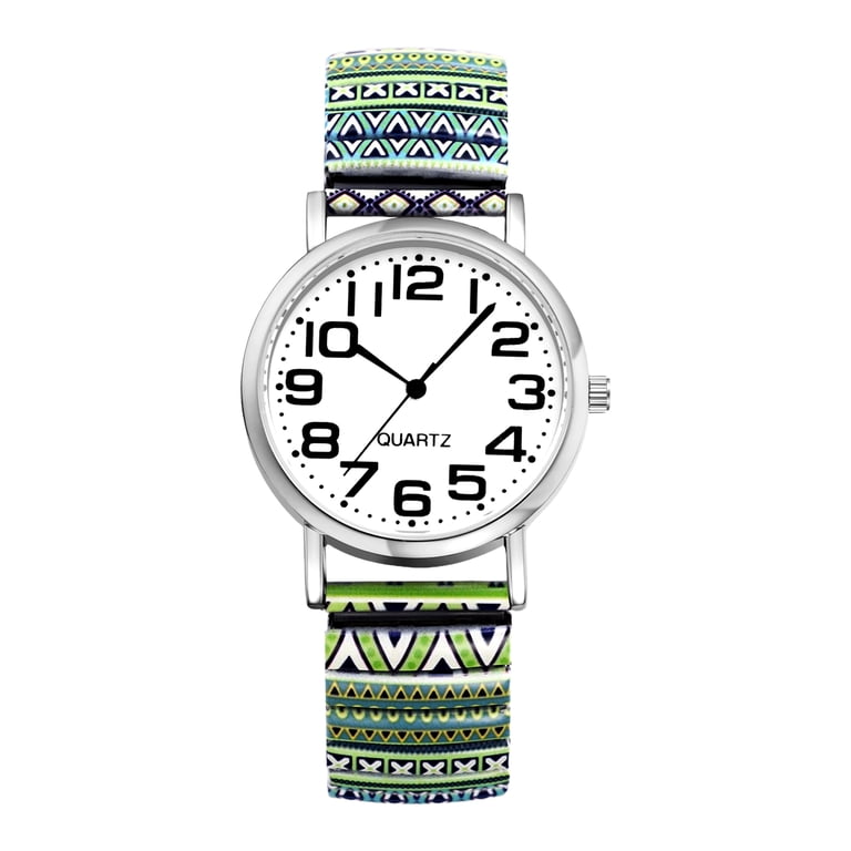 Women\'s White Flowers Analog Number Elastic Stretch Band Bohemia Bracelet Watch Avaner Stretch Band Watches for Women: Bohemia Flower Easy  main image 2