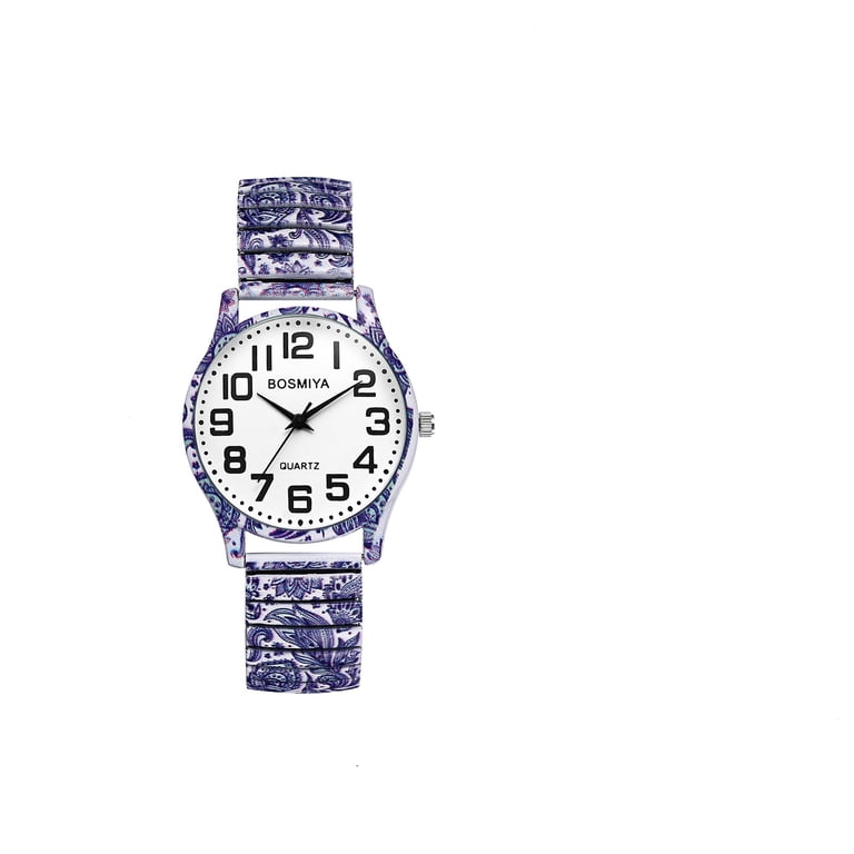 Women\'s White Flowers Analog Number Elastic Stretch Band Bohemia Bracelet Watch Avaner Stretch Band Watches for Women: Bohemia Flower Easy  main image 4
