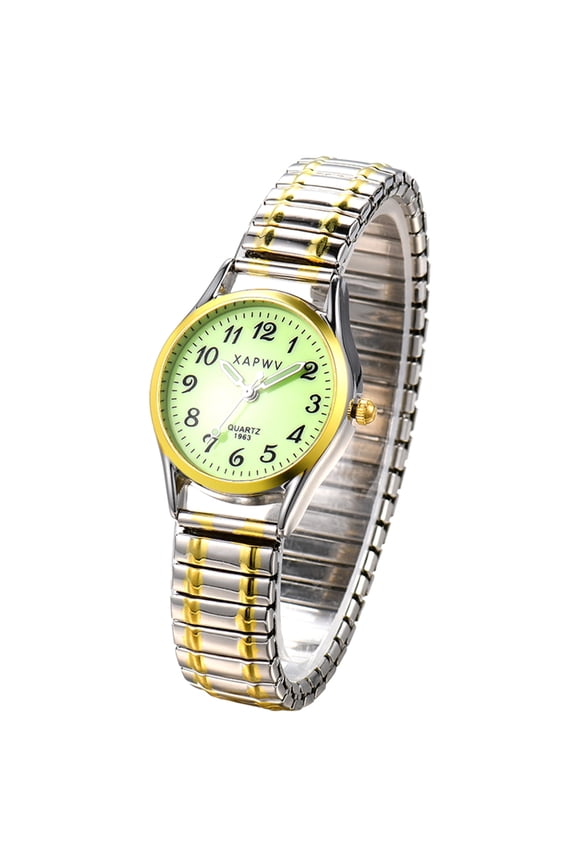 Stretch Strap Watch for Men: Ultra Thin Easy Reader Watch with Elastic Strap Golden/Silver Tone Stretch Band Watches