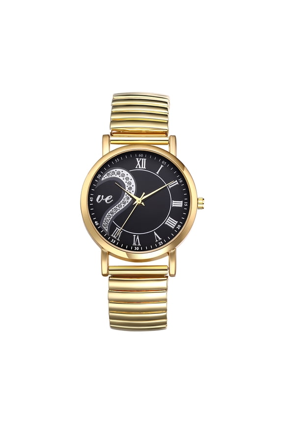 Stretch Strap Watch for Women: Analog quartz Elastic Strap Watch with Roman numerals and Tai Chi Decorative Dial