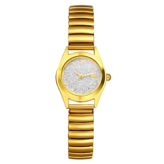 Avaner Stretch Strap Watch for Women:Big Dial Easy Reader Watch Gold/Silver Tone Elastic Stretch Band Wristwatch
