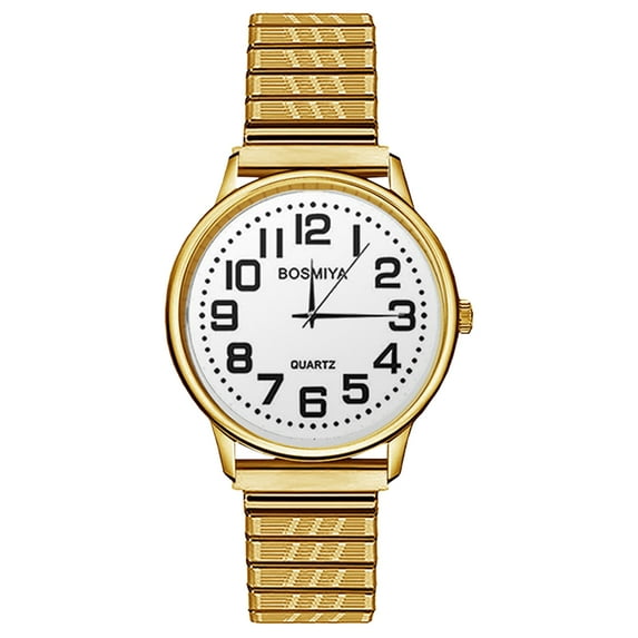 Avaner Stretch Watch for Men, Clear and Easy To Read Large Arabic Numerals Dial Stainless Steel Strap Portable Stretch Watch