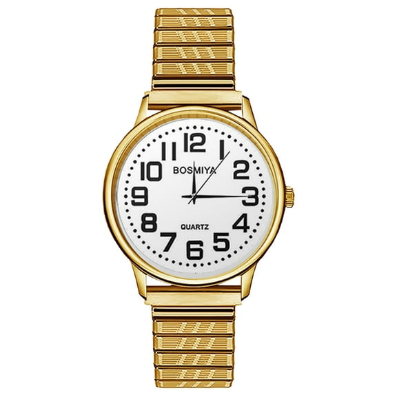 Avaner Stretch Watch for Men, Clear and Easy To Read Large Arabic Numerals Dial Stainless Steel Strap Portable Stretch Watch