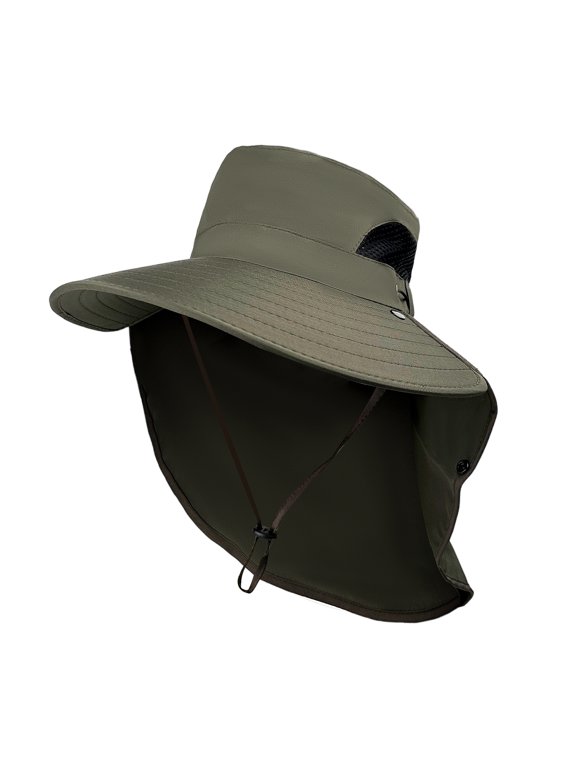 Sun Hats for Men Women Fishing Hat Breathable Wide Brim Bucket Hats Summer Safari Hat with Neck Flap