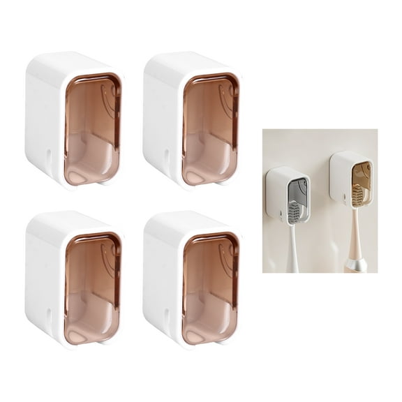 Avaner Toothbrush Holders for Bathroom, 4PCS Toothbrush Holder Wall Mounted with Cover for Shower, Single Toothbrush Dispenser Storage Organizer for Family & Travel