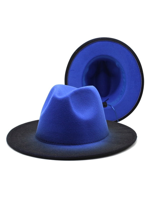 Trendy Fedora Hats for Men and Women Wide Brim Felt Hat Dress Panama Hat Two Tone Classic Felt Fedora Hats Adjustable