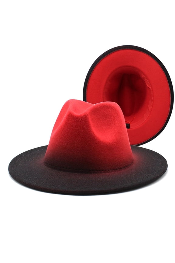 Trendy Fedora Hats for Men and Women Wide Brim Felt Hat Dress Panama Hat Two Tone Classic Felt Fedora Hats Adjustable