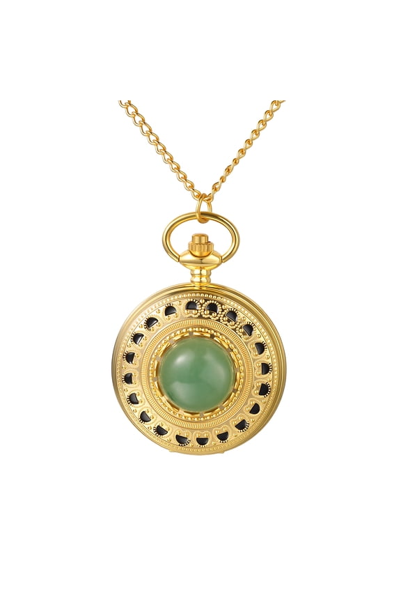 Vintage Men's Pocket Watch: Analog Quartz Arabic Numeral Scale Engraved Gemstone Decoration Sweater Chain Watch for Father's Day gift