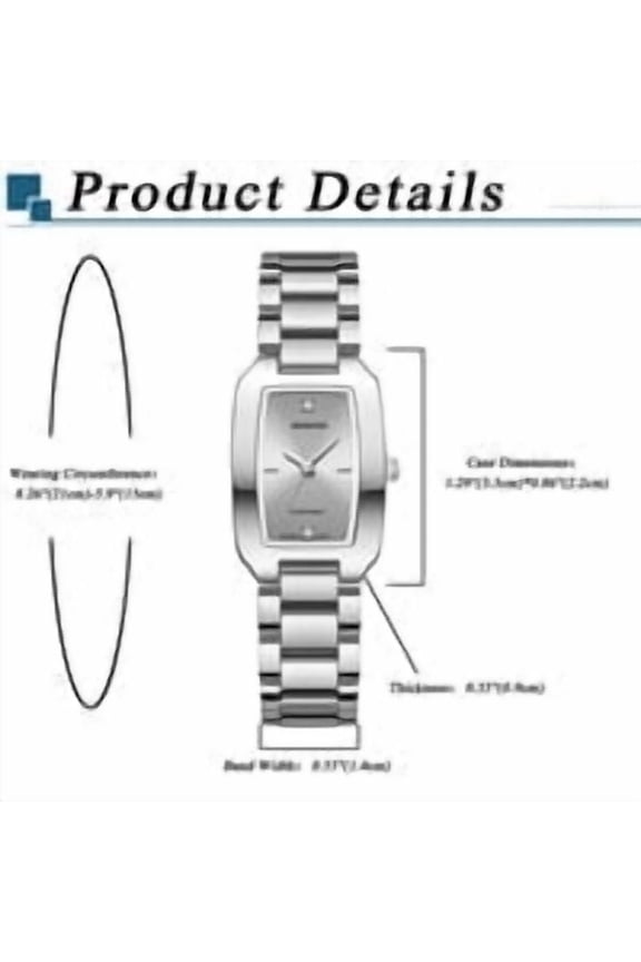 Watches for Women Ladies Female Imitation Diamond Square Stainless Luxury Fashion Small Slim Analog Quartz Waterproof Dress Casual Simple Wife Gifts Wrist Watch