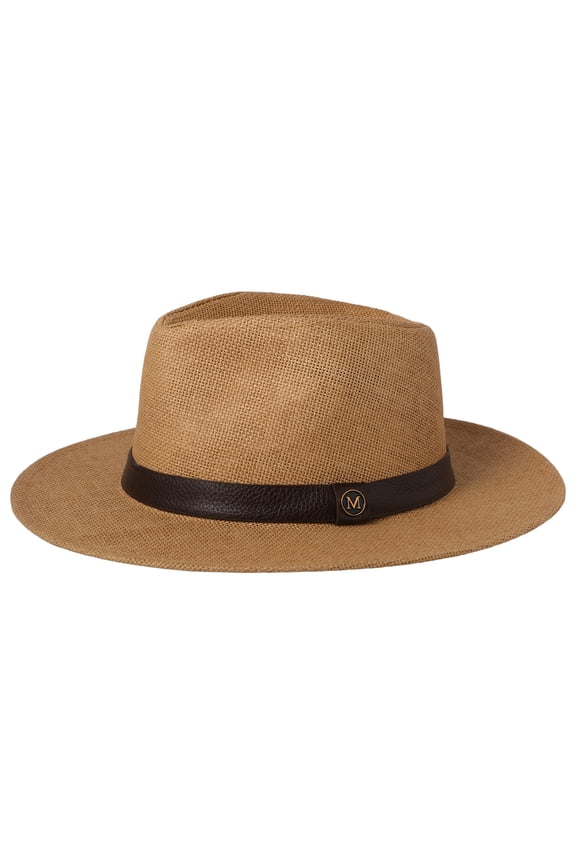 White Straw Woven Fedora Hat for Men Women: Wide Brim Summer Sun Cap with Leather Buckle, Unisex