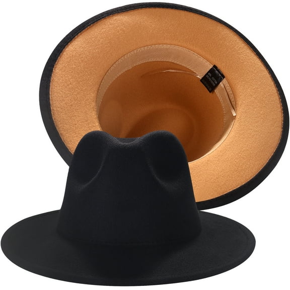 Avaner Wide Brim Fedora Hats for Women and Men Classic Dress Panama Hat Adjustable Felt Hat with Band