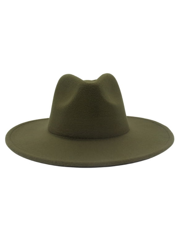 Women Fashion Felt Church Hats Classic British Style 9.5CM Wide Brim Top Fedora Hat Wedding Dress Up Jazz Cap