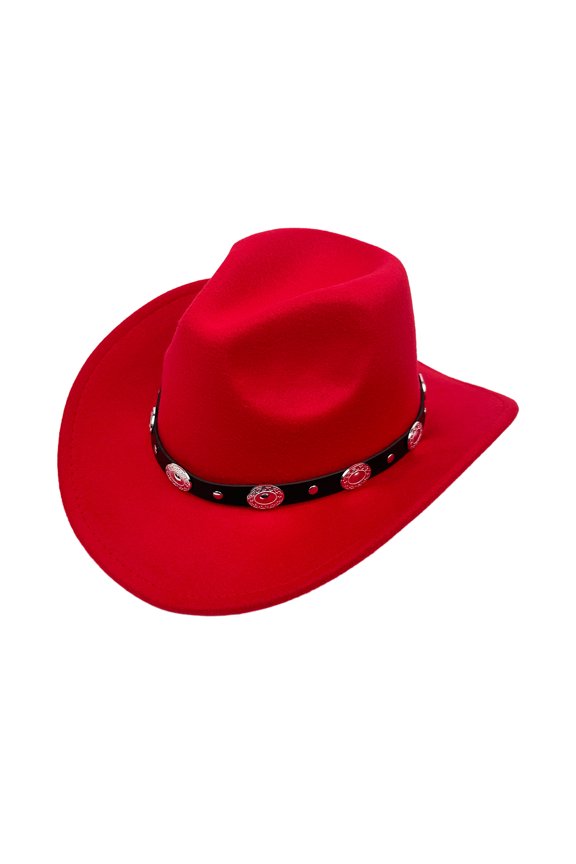 Women Men Classic Felt Wide Brim Western Cowboy: Retro Rolled up Panama Hat Unisex Caps with Belt Buckle