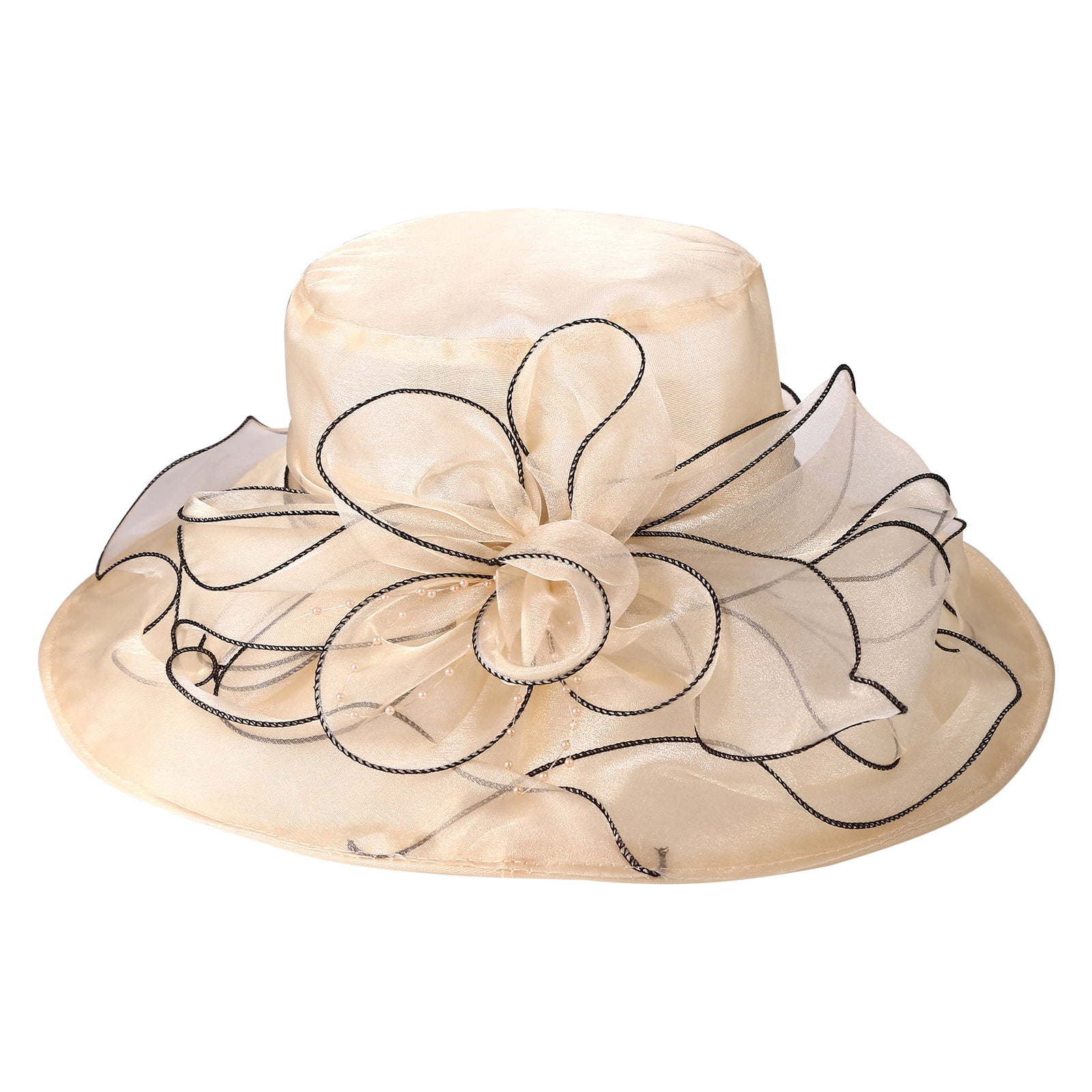 Avaner Women Organza Church Derby Hat Wide Brim Sun Hats for Wedding ...
