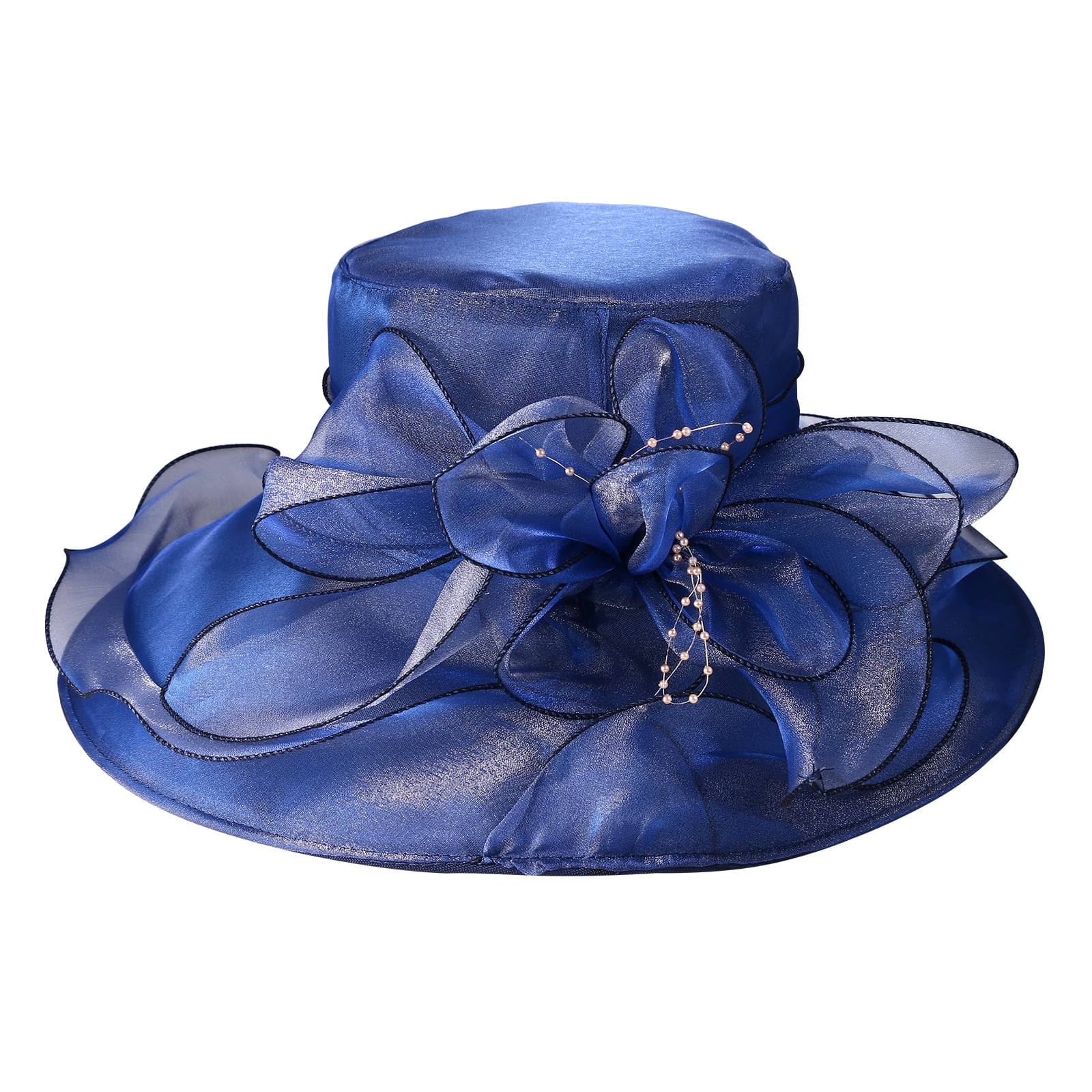 Organza Derby Hat Fascinator Tea Party Wedding Church Hat Dual-Use Tao Tao Women Organza Church Derby Hat Wide Brim Sun Hats  main image 2