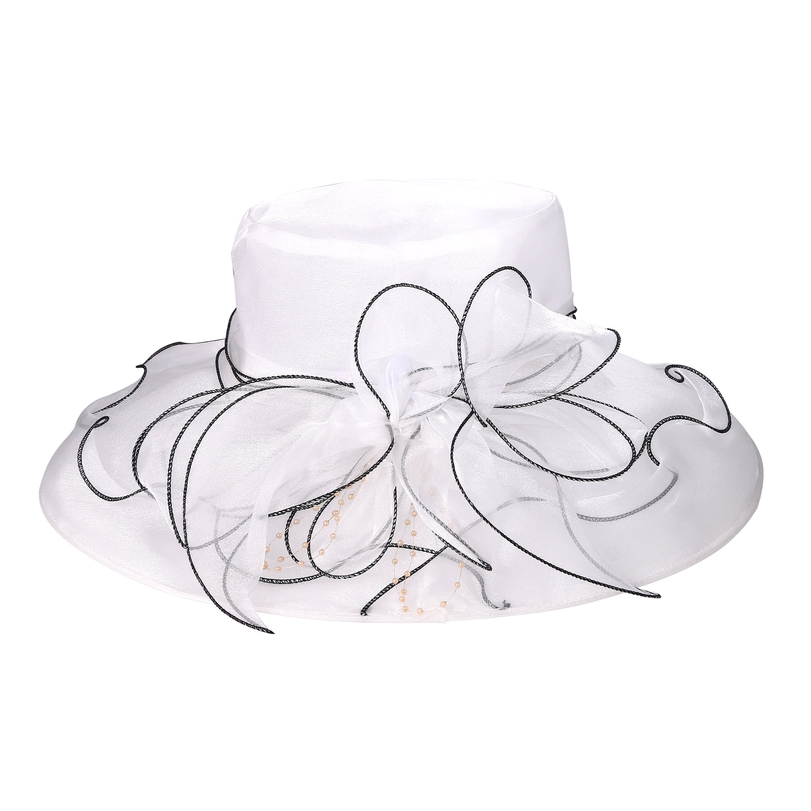 Organza Derby Hat Fascinator Tea Party Wedding Church Hat Dual-Use Tao Tao Women Organza Church Derby Hat Wide Brim Sun Hats  main image 3