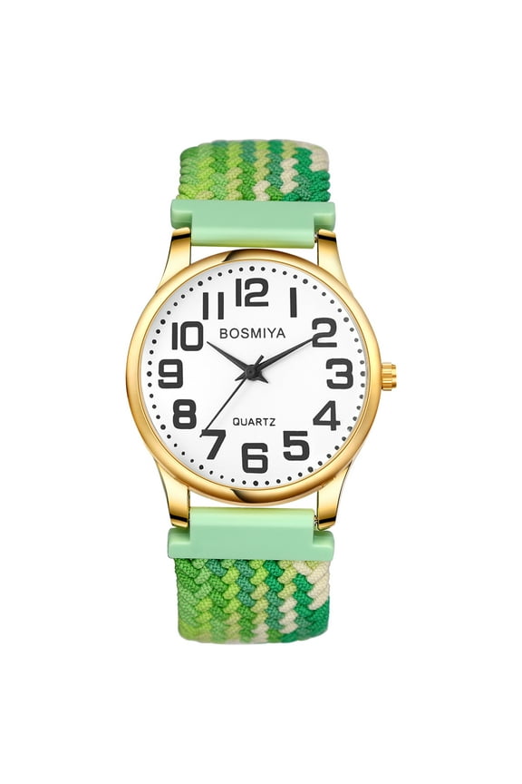 Women'S Elastic Watches, Easy Read Big Dial Analog Quartz Stretch Braided Band Watch for Women Ladies,Adjustable Expansion Band Wristwatch