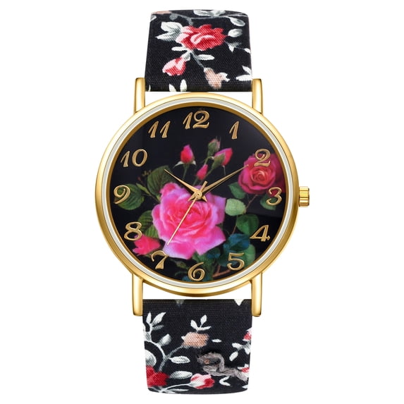 Avaner Women Stretch Band Watch,Bohemia Elastic Analog Quartz Big Number Floral Dial Wristwatch Easy To Read Birthday Valentines Day