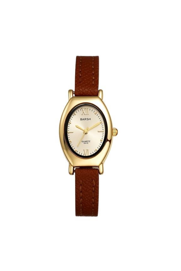 Women's Analog Quartz Oval Watch: PU Strap Dotted Dial Wristwatch - Suitable for All Seasons