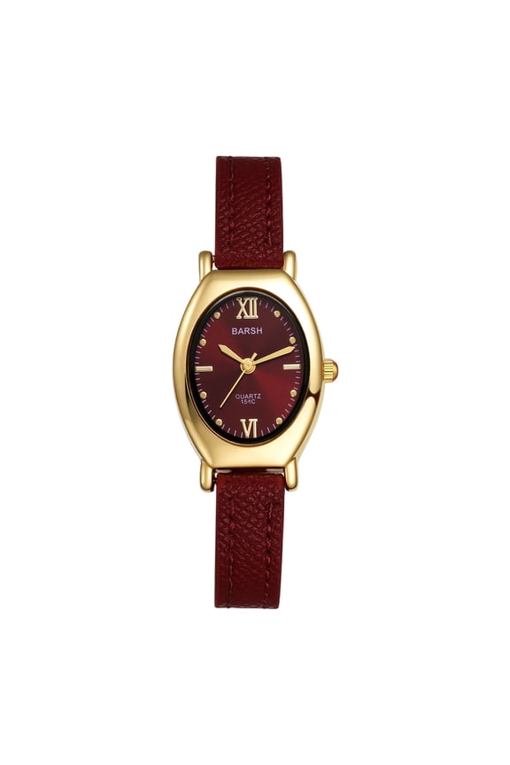 Women's Analog Quartz Oval Watch: PU Strap Dotted Dial Wristwatch - Suitable for All Seasons