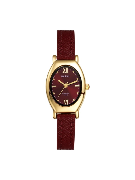 Women's Analog Quartz Oval Watch: PU Strap Dotted Dial Wristwatch - Suitable for All Seasons
