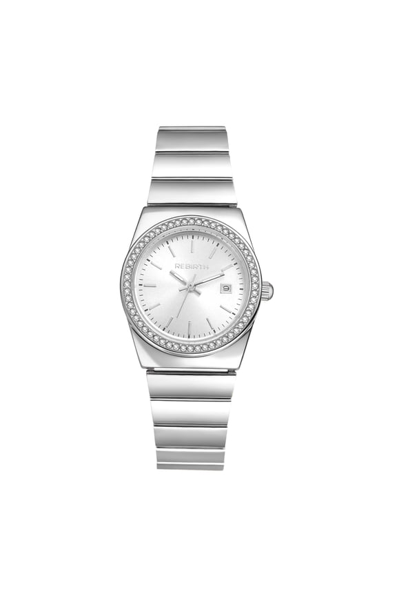 Women's Analog Quartz Round Watch: Full Imitation Diamond Case Detachable Stainless Steel Bracelet Calendar Display Luminous Hands Fashion Wristwatch