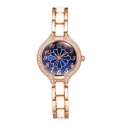 Avaner Womens Analog Quartz Round Watch Full Imitation Diamond Case Faux Ceramic Detachable Strap Arabic Numeral Dial with Floral Decoration - Casual Wristwatch