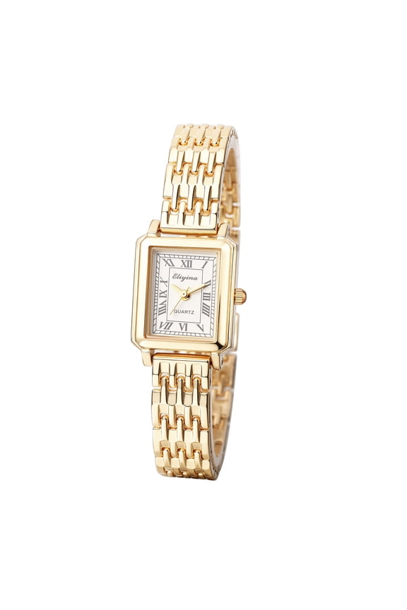 Women's Analog Quartz Square Watch: Detachable Stainless Steel Strap Roman Numeral Dial Wristwatch - Suitable for All Seasons