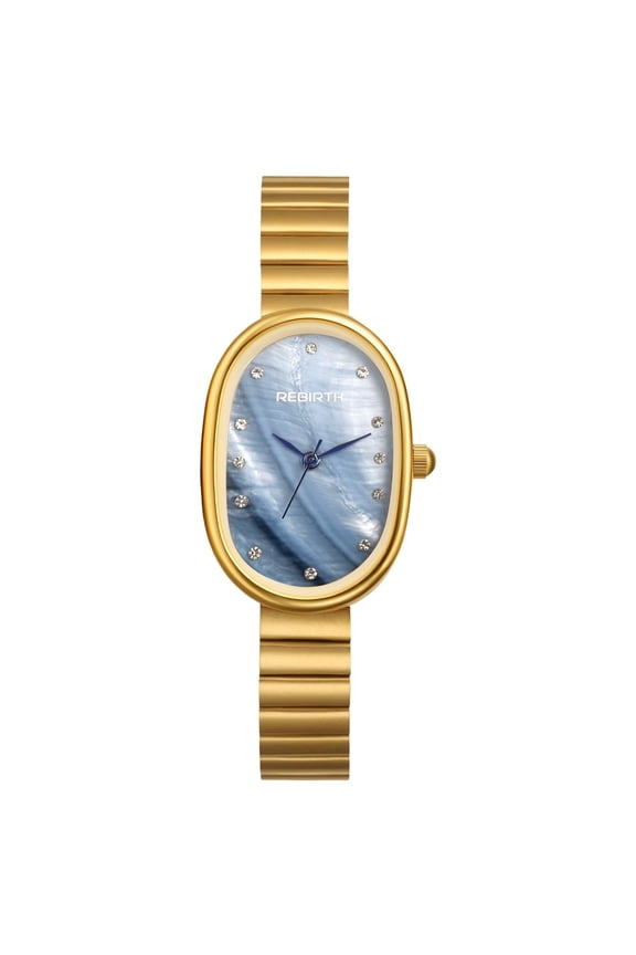 Women's Analog Quartz Watch: Oval Case Adjustable Stainless Steel Strap Imitation Diamond Scale Wristwatch - Gift