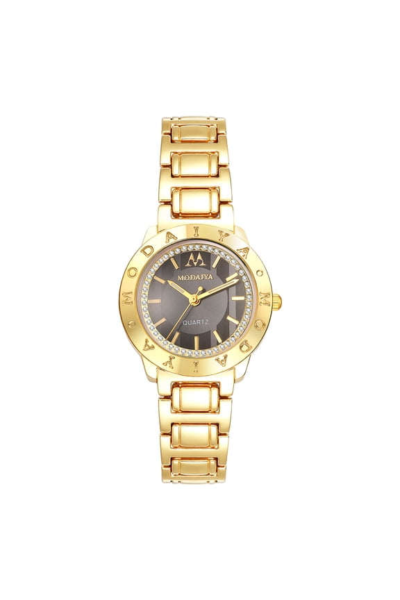 Women's Analog Quartz Watch: Round Watch with Detachable Strap Bar Scale Luminous Hands Rhinestone Dial - for Casual Business