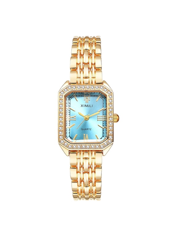 Women's Analog Quartz Watch: Stainless Steel Strap Elegant Ladies Bracelet Gold Square Wrist Watch - for Casual Business