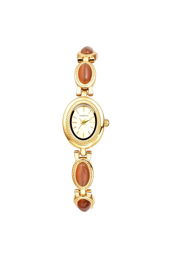 Women's Analog Quartz Watch: Vintage Oval Case, Detachable Strap, Bar Marker Bracelet - Suitable for All Seasons