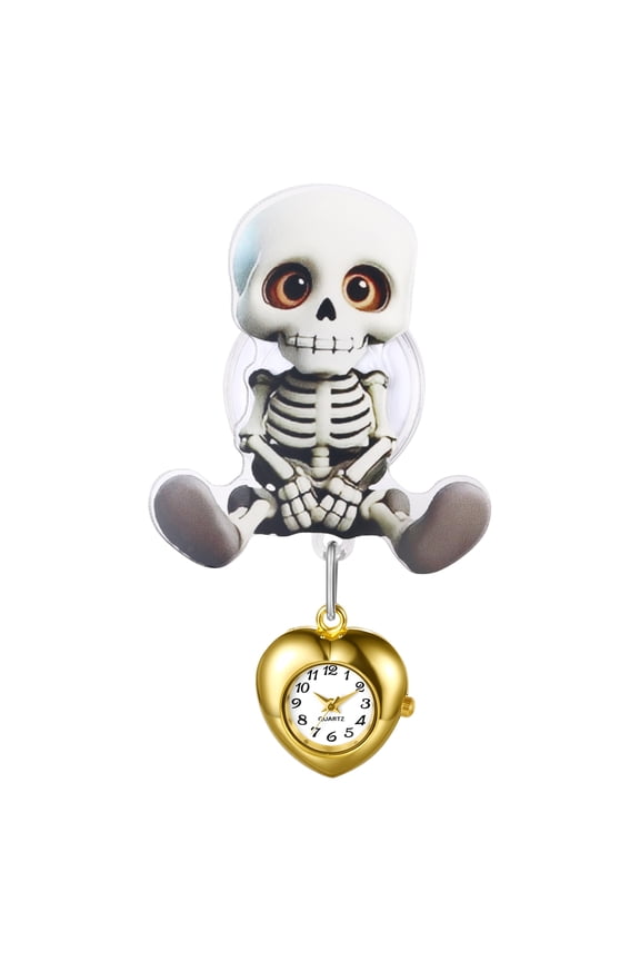 Women's Analog Quartz Watch with HD Digital Dial for Halloween: Heart-Shaped Case and Retractable Drawstring for Gift