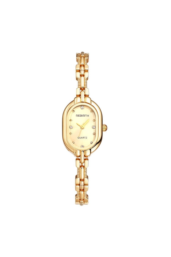 Women's Analog Quartz oval Watch: Detachable Stainless Steel Strap with Rhinestone Markers Vintage Style Bracelet/Wristwatch